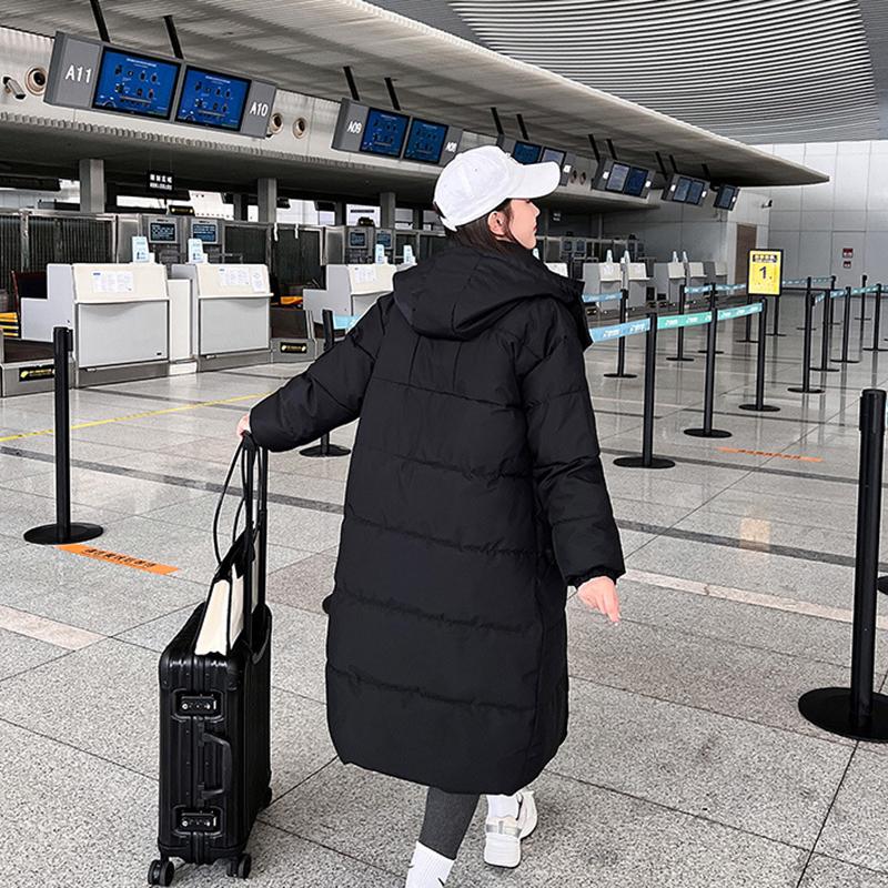 Herbst- und Winter Daunen Baumwolljacke für Damen, Knielang Locker Oversized Baumwolljacke, Freizeitjacke, Modische Damen Oberbekleidung