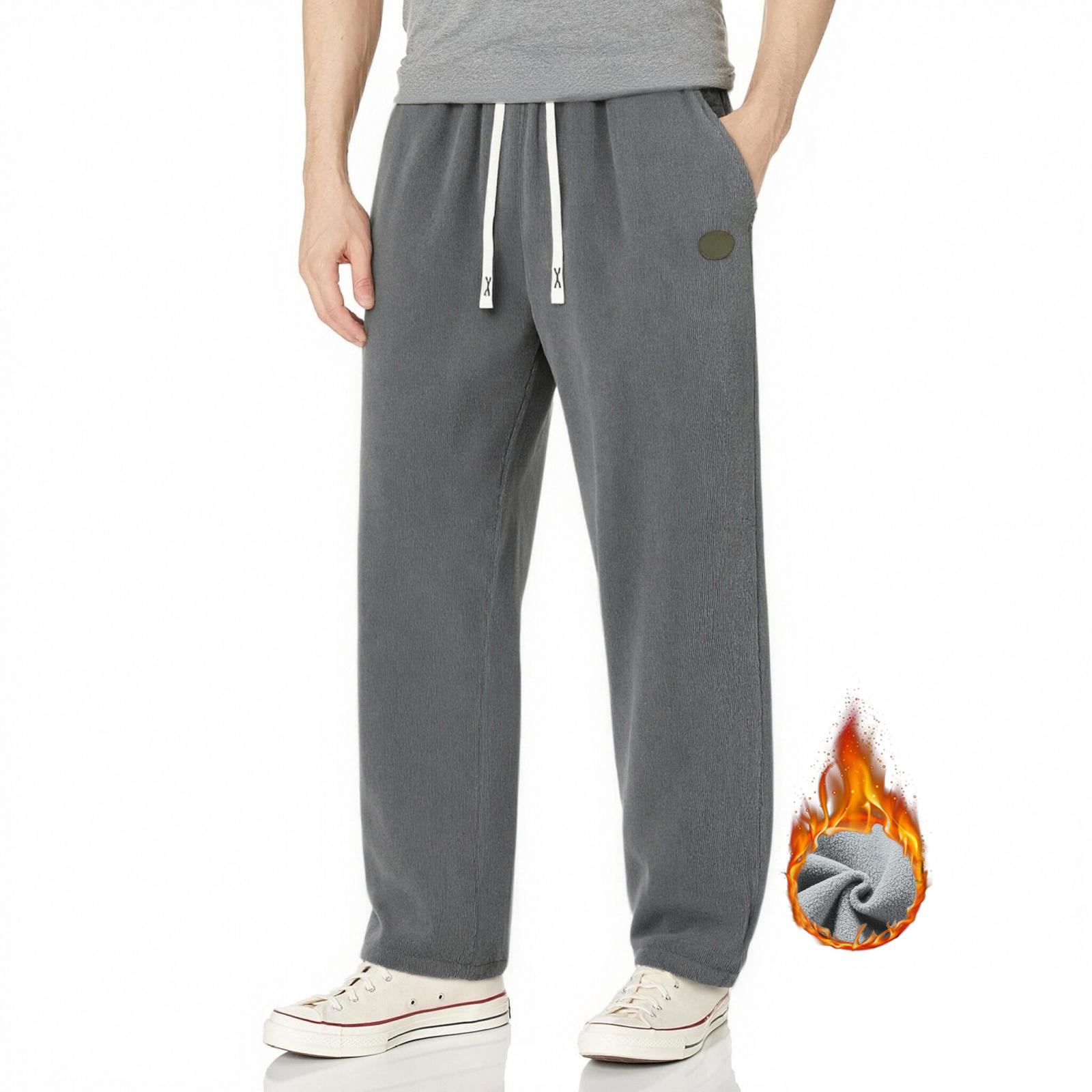 

Мужские однотонные повседневные свободные спортивные брюки, вельветовые и флисовые теплые спортивные штаны на кулиске S