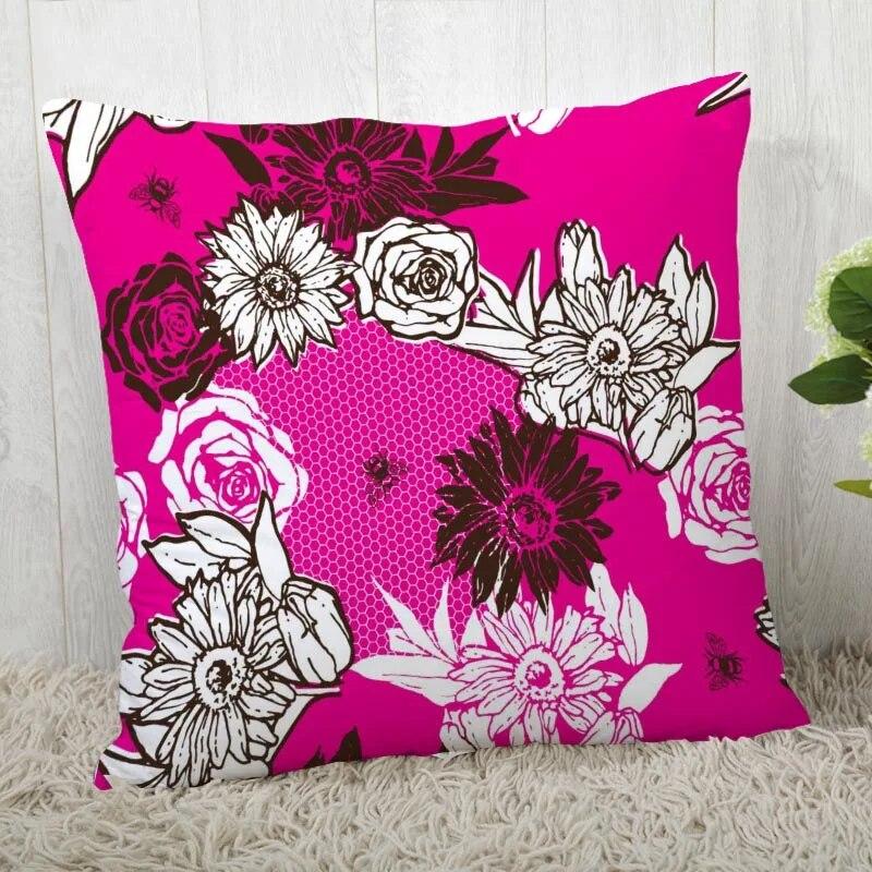 Pillowcase Flower Pattern Square  Christmas Zipper