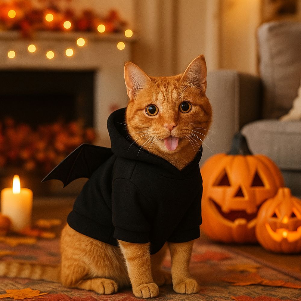 Creative Casual Halloween Pet Clothes Fashion Warm Dog Bat Hoodie Soft with Wings Dog Sweater Festival Party