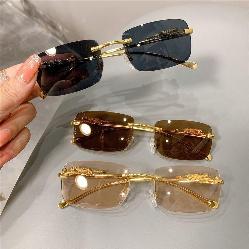 2 Pairs of Men's and Women's Square Frameless Fashionable Glasses with Anti Glare Lenses Trendy Styles for Driving Daily Wear