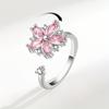 Drehbares Design Drehbarer Ring Damenring Blumiger Synthetischer Ring Rosa Zirkonring Perfektes Geschenk