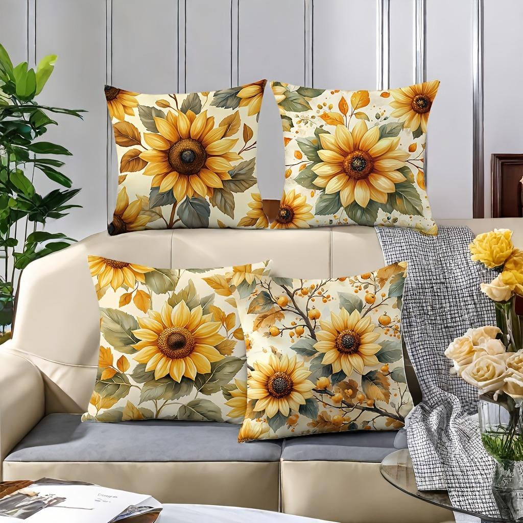 Sunflower Autumn - Themed Pillowcase PillowcaseBedroom Living Room Sofa Home Decor Polyester Cushion Cover with Zipper