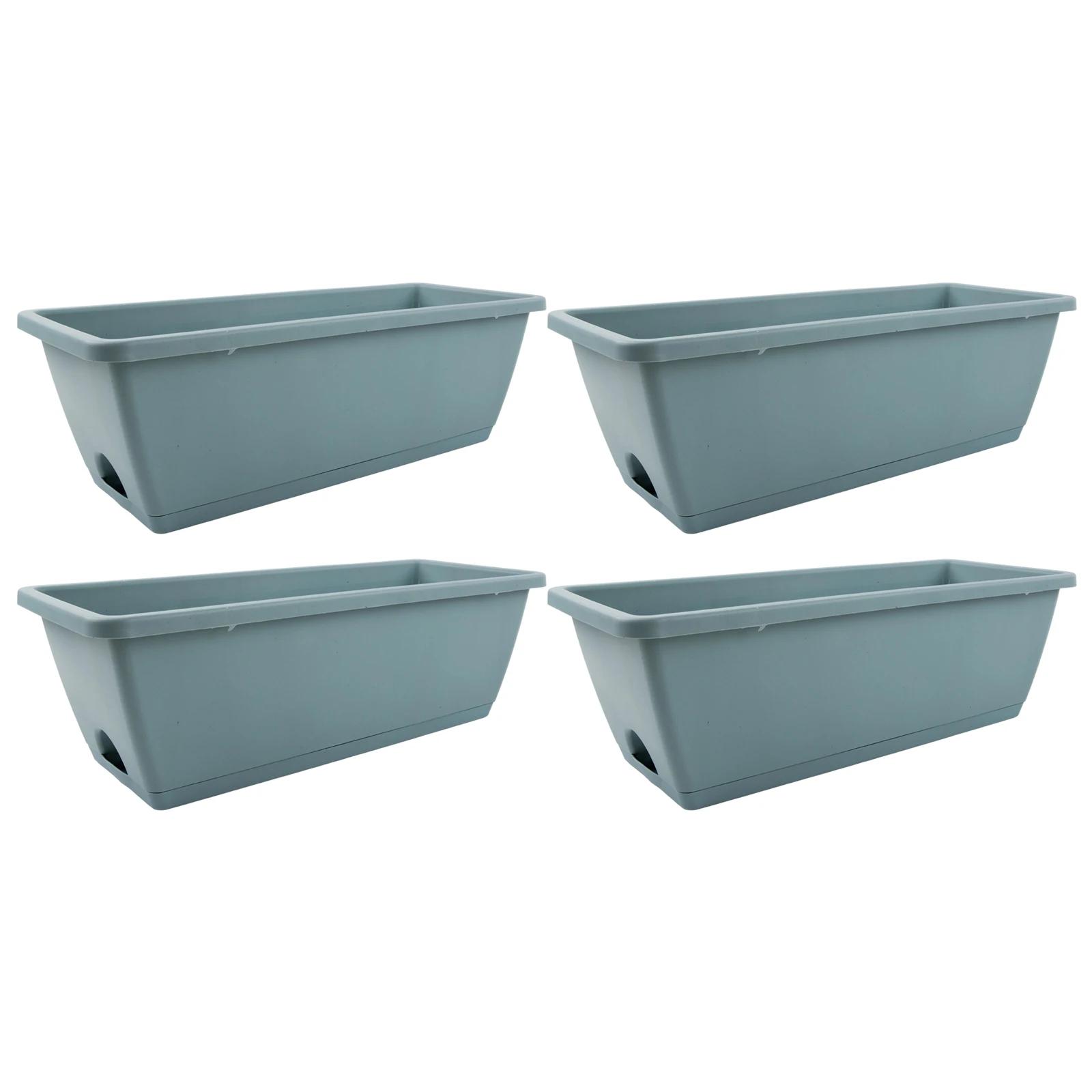 For Balconies For Decorative Flowers Vegetable Pots Flower Plant Pots Plant Boxes With Tray Flowerpot Easy Clean Design синий