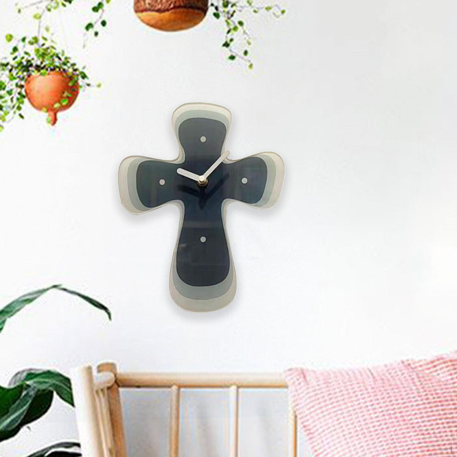 

Настенные часы акриловые крестообразные компактные креативные легко читаемые украшения для дома бесшумные синий