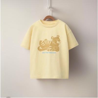 Sommer Lässiges Kinder Oberteil mit Tiger und Dinosaurier Druck Rundhals T-Shirt