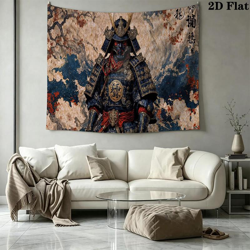 Samurai Wall Tapestry Aesthetic Wall Hanging Printed Fabric Blanket Decorative Tapestries for Bedroom Living Room Home Decor