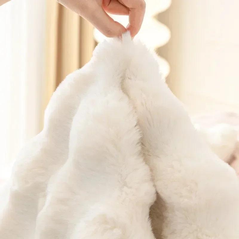 Rabbit Plush Sofa Covers for Living Room Thicken Soft Plush Sofa Mat Warm Winter Irregular Sofa Towel Couch Cushion Home