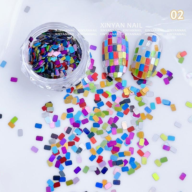 1Jar Colorful Iridescent Laser Nail Glitter Decoration Mixed Colors Sequin Flakes Manicure Accessories Diy Nail Art Design