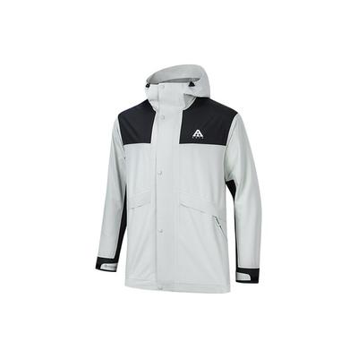 Wodoodporna kurtka unisex z kapturem i długim rękawem, z logo w bloku kolorów, kurtka hardshell, jasnozielona 952317601-4