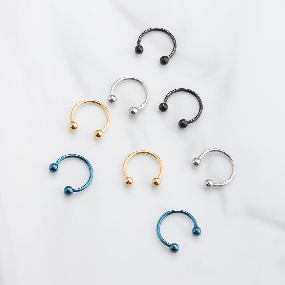 Stainless Steel Lip Nipple Eyebrow Lobe Rings Horseshoe Ear Piercings Nose Septum Ring Hip Hop