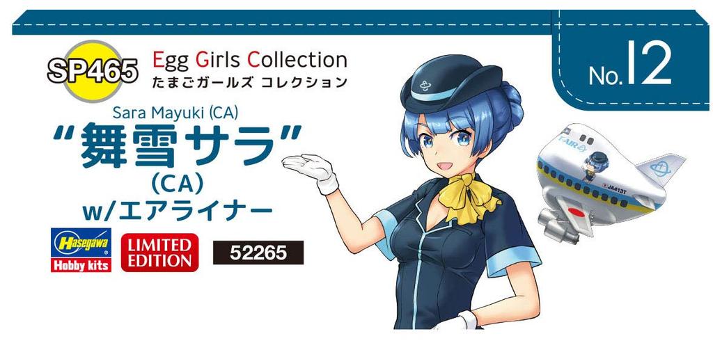 Hasegawa Egg Girls Collection Maiyuki Sara Resin Figure Plastic Model SP465 No.12 1/20 (CA) w/Airliner & Non-Scale