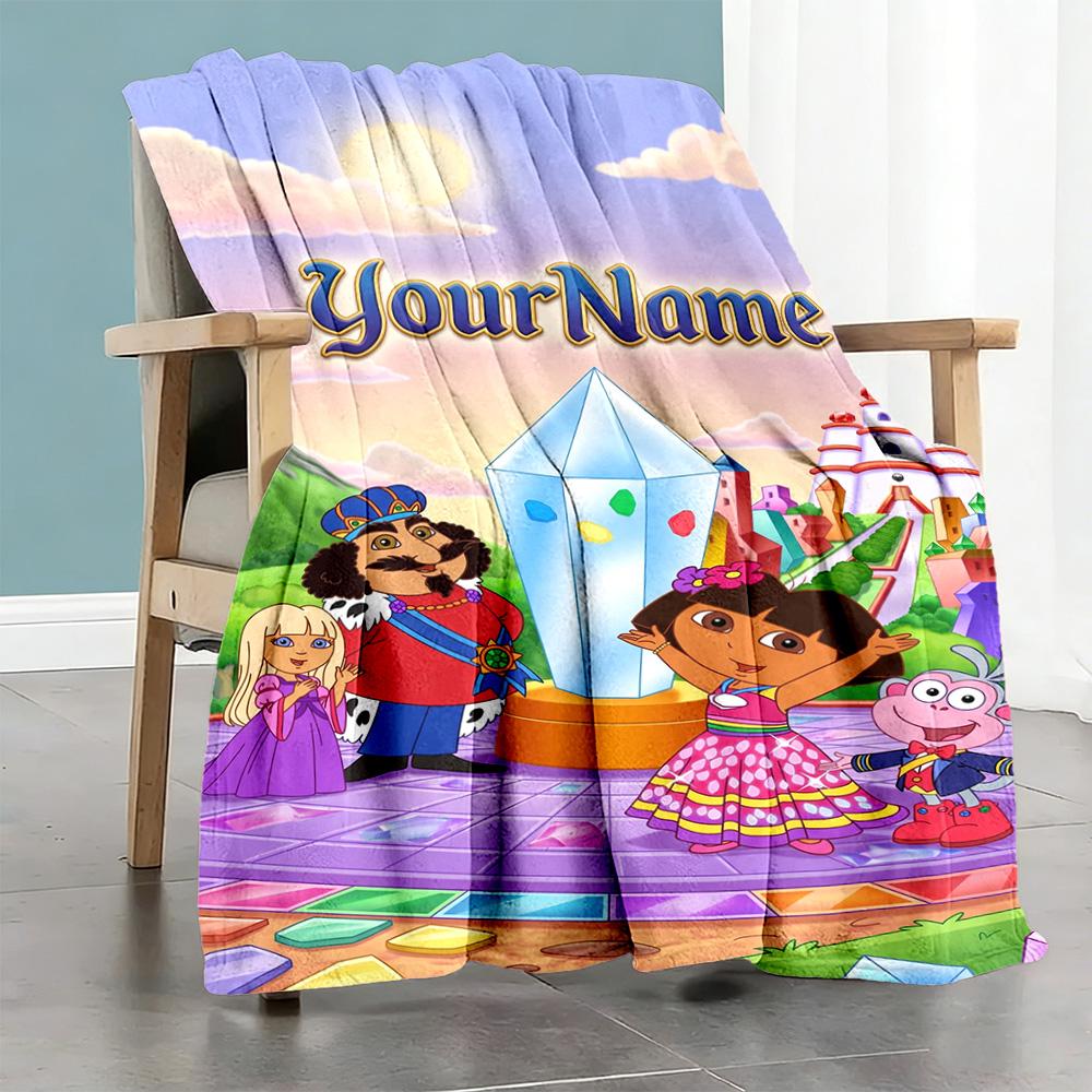 Dora Explorer Customize Text Blanket Gift Customizable Blanket Durable Comfort Versatile for Living Room Picnics Home Decor Bed for All Occasions