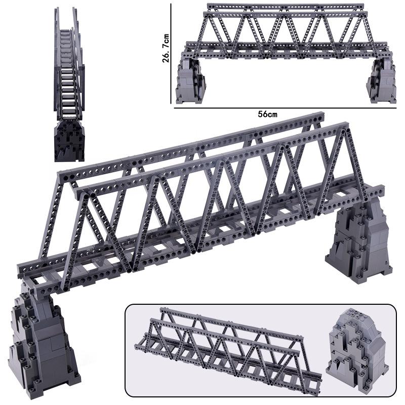 MOC Cross Track Railroad DIY Scene Building Blocks Multi Angle Curved Train Track Bricks Toys Rail Car Compatible With LEGO