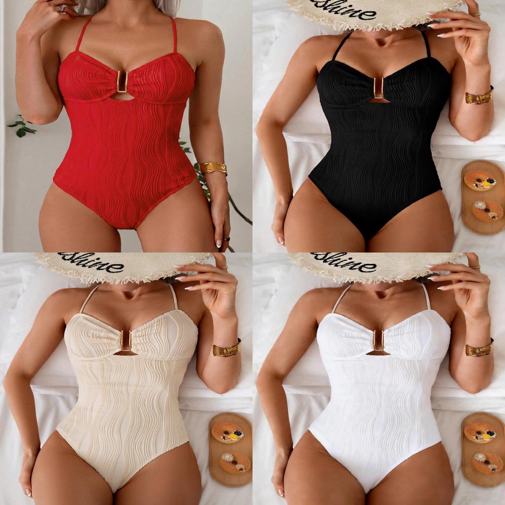 Elegant Polyester One Piece Swimsuit For Women With Tie Straps For Water Sports And Pool Use