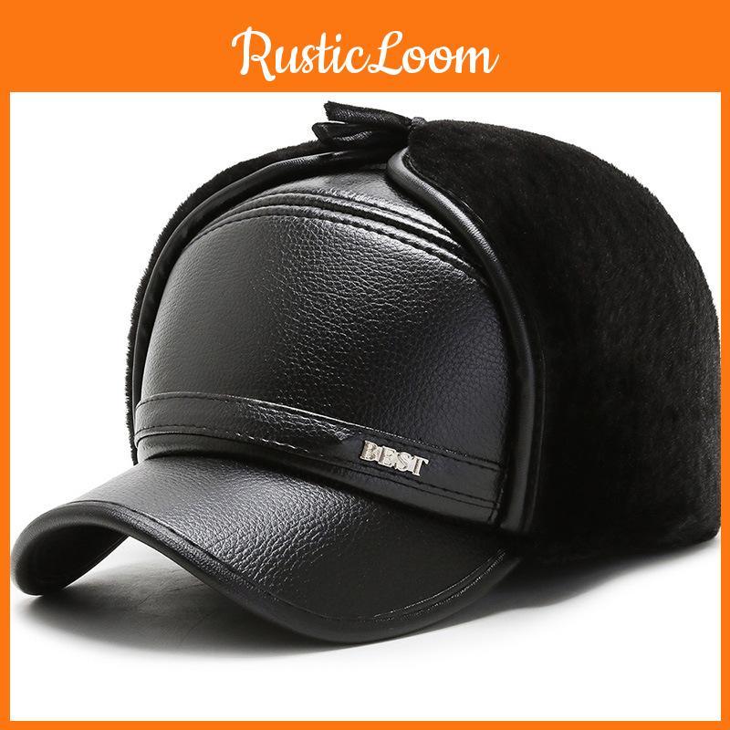 Beat Warm Letter Cap Pu Leather Outdoor Windproof Breathable Protection Sun
