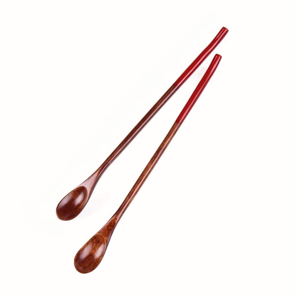 

2pcs Long Handle Wooden Spoon, Log Coffee Spoon, Small Mouth, Stirring Spoon for Honey