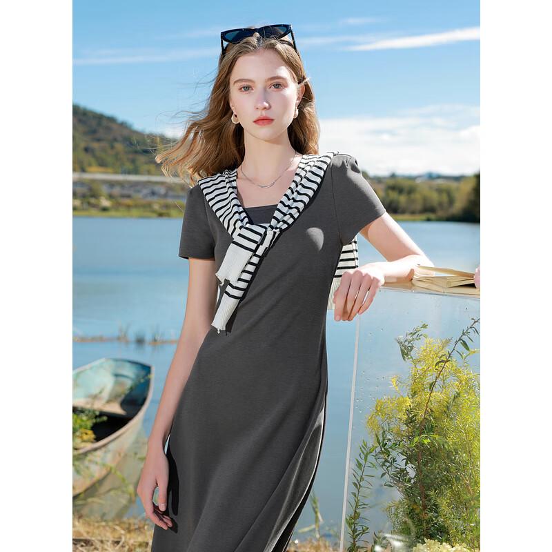 

Sancai 2025 Spring U-neck Short-Sleeve A-line Dress S