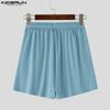 INCERUN Men Drawstring Elastic Waist Side Zip-up Casual Rib Shorts Pants Home Wear