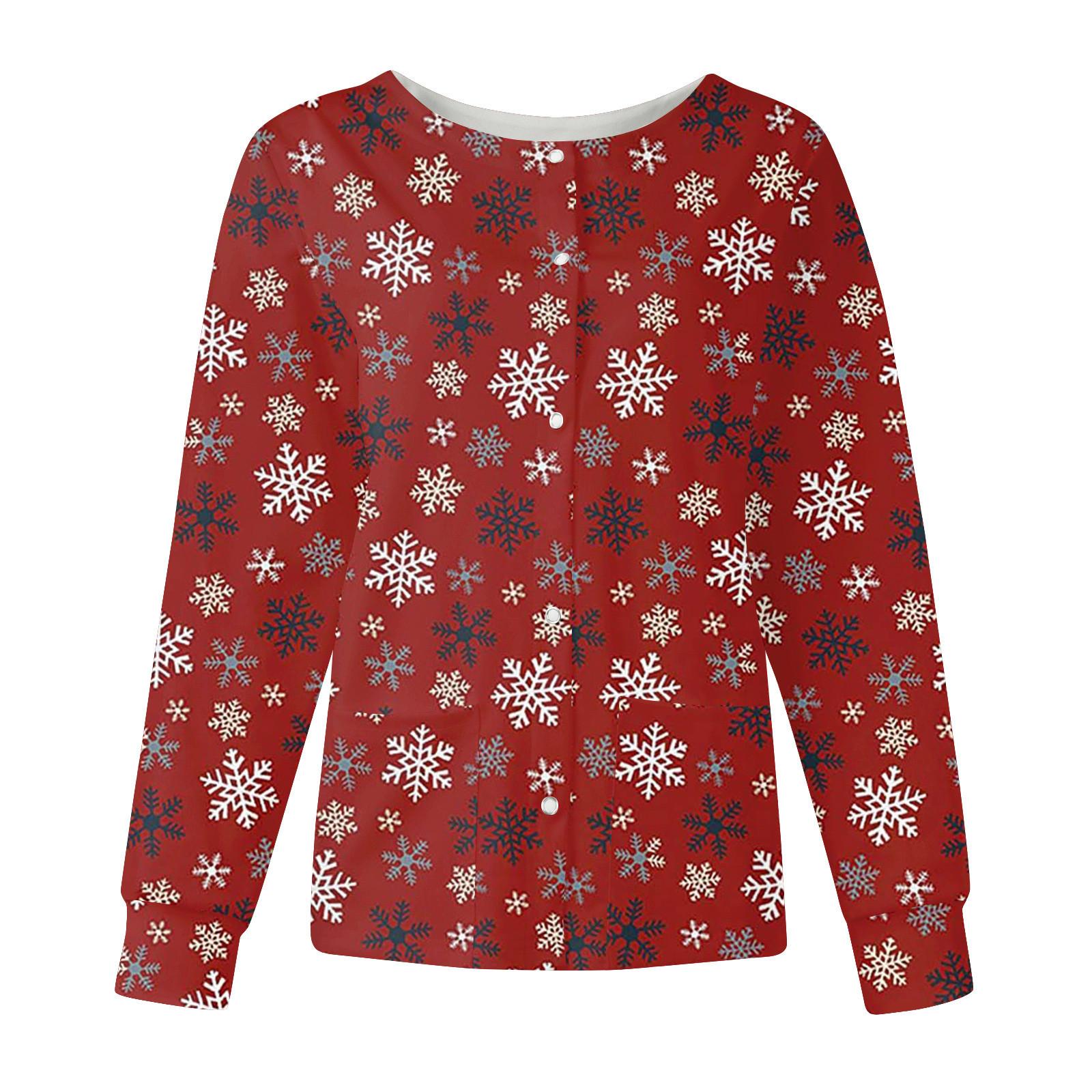 

Женские топы с длинными рукавами и карманами, рабочий воротник-стойка, однобортный защитный комбинезон, куртка, рождественский топ M красный