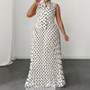 Elegantes ärmelloses Polka-Dot-Kleid mit Bindeband für Sommerreisen und Freizeit