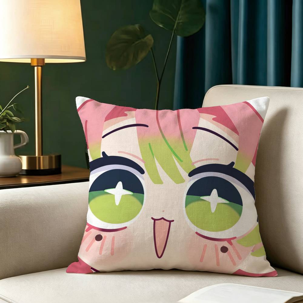 Anime K-Kanroji M-Cute M-Mitsuri Pillow Case Square Double-Sided Sofa Cushion Cover Bedroom Bedside Pillow