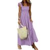 Elegant Plaid Slip Maxi Long Dress Summer Women Strapless Ruffle Backless Pleated Elastic Waist Boho Party Swing Loose Dresses