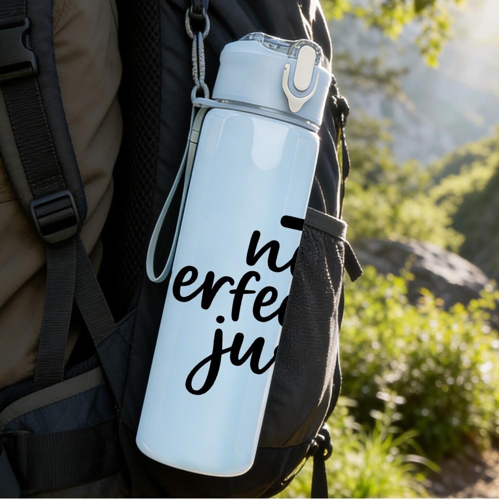 1PC Not Perfect Just Forgiven Letter Print 750ml Color Plastic Sports Water Bottle Leakproof Flip Straw Lid Suitable for Sports Office Home Use