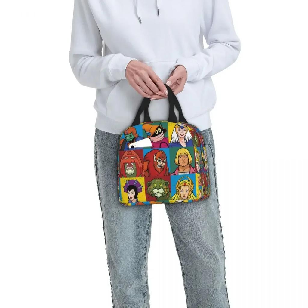 He Man Y Amigos Bolsa de Almuerzo Aislada Bolsa Refrigeradora Contenedor de Almuerzo Masters Of Universe Skeletor Heman Dibujos Animados de los 80 Bolso Tote Lonchera