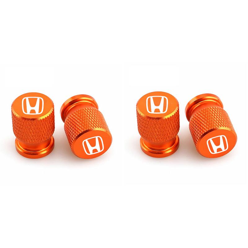 4PCS Metal Car Tire Valve Caps Dust Tyre Stem Cover For Honda Civic Accord Fit City Vezel CRV Odyssey Pilot Jazz Prelude Insight