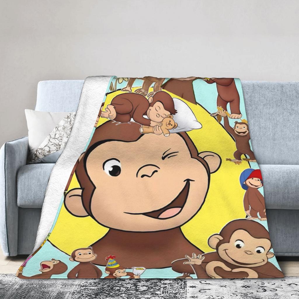 Curious George African Monkey  Blanket Multi-Size Super Soft And Warm  Throw Blankets For Couch Sofa And Bed