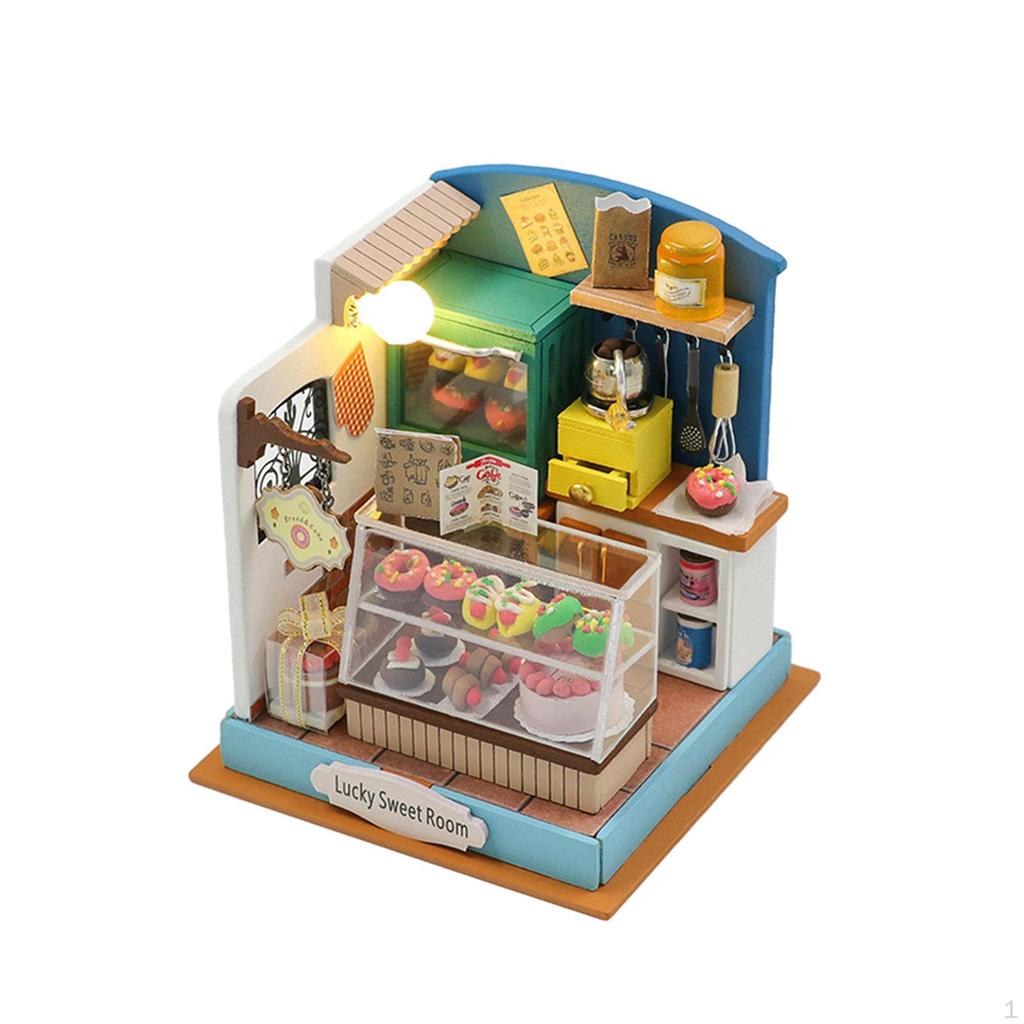 DIY Handcraft Miniature Dollhouse Small Doll House Model Led Lights Wooden Room Box Crafts