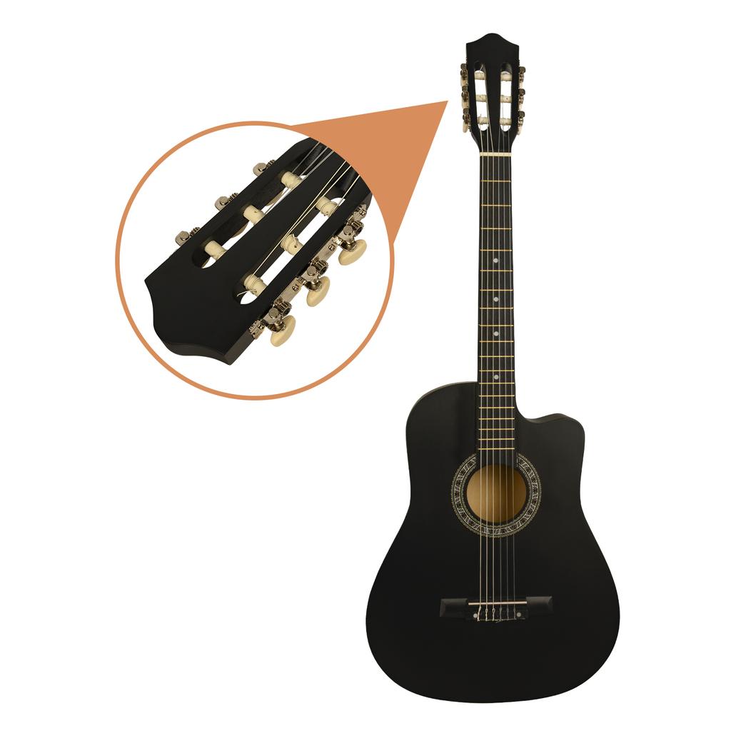 38-inch Curve Acoustic Guitar 6-String Cutaway Classical Guitar with Accessories Kit Guitar Capo