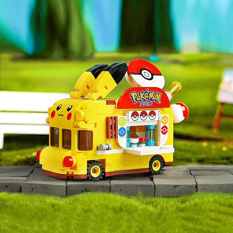 

Pokemon Building Blocks Pikachu Mini Food Car Bus Model Bricks Desktop Decoration Ornaments Children DIY Toys Holiday Gifts With Box