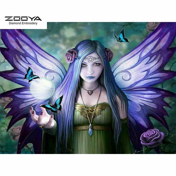 

ЗООЯ DIY 5D Полный Круглый Алмазная Картина Бабочка Женщина Вышивка Крестом Ремесло Стежок Домашний Декор
