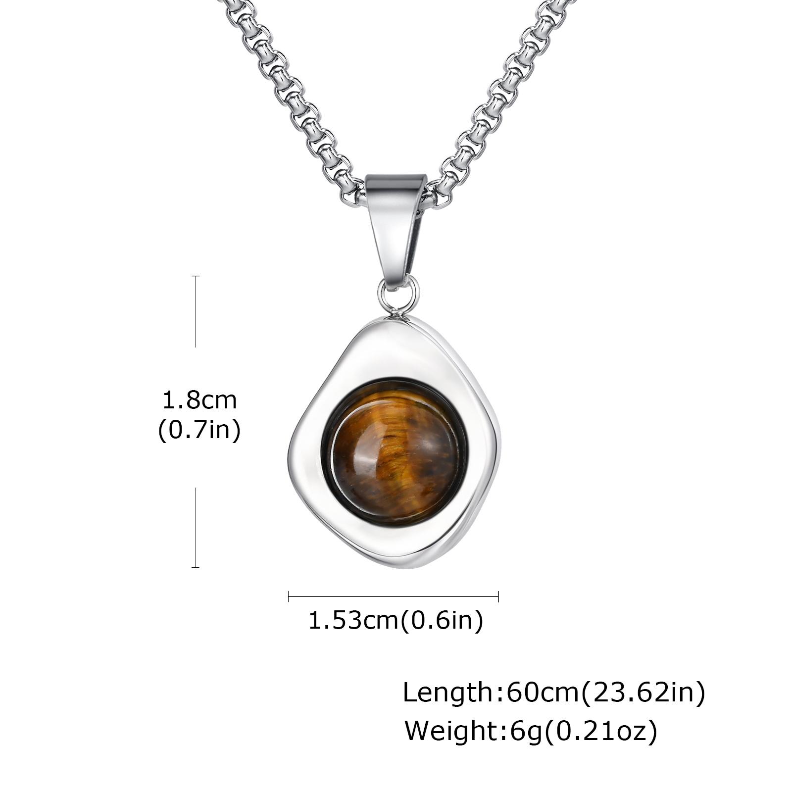 

Irregular Tiger Eye Stone Pendant Neckalce for Men,Waterproof Stainless Steel Natural Stone Necklace,Stylish Zircon Gift 50cm