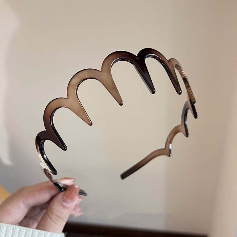 

Корейский коричневый смоляной волнообразный гребень для волос для женщин девочек модный аксессуар для волос зигзагообразная повязка с зубцами