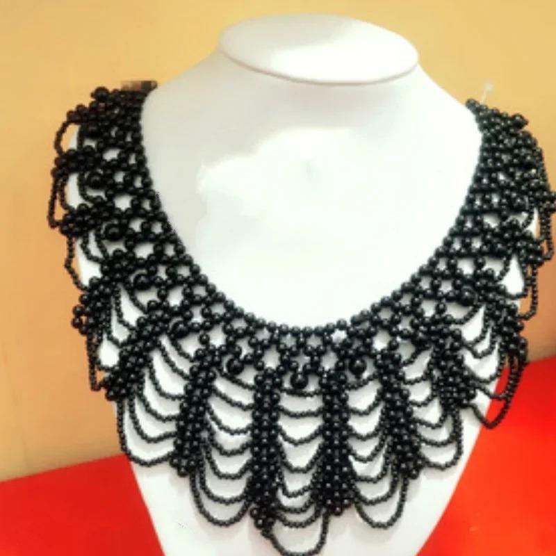 Pearl Beaded Lace Trim Collar Ribbons Women Necklace Jewelry For Clothes Wedding Dress Party Jewelry Lovers Chocker Necklaces