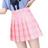 2025 New High-Waisted Pleated A-Line Black Plaid Skirt for Women - Versatile College Style for All Seasons