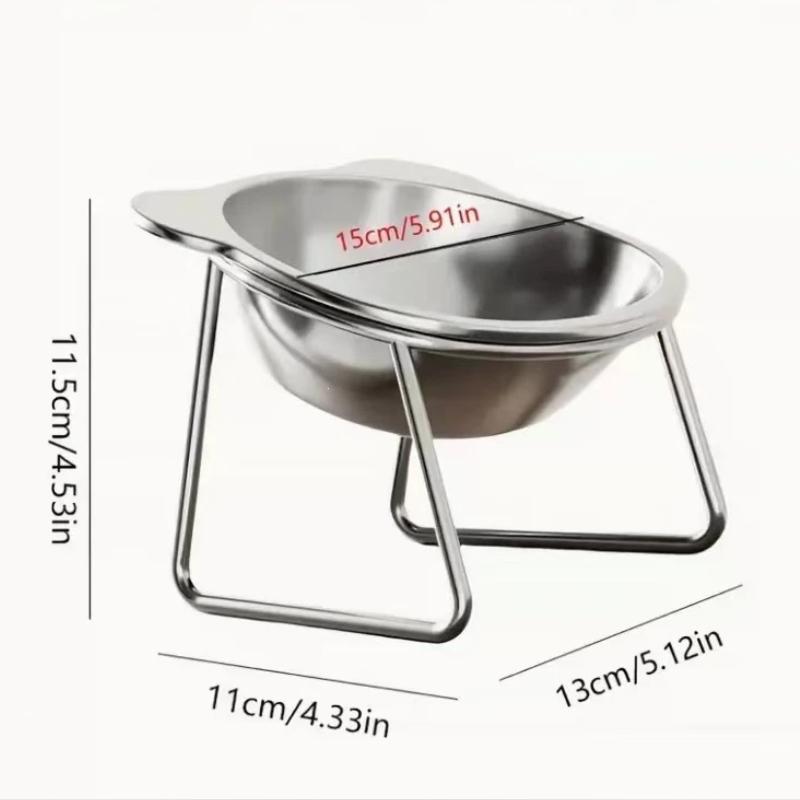 1 Set Slanted Anti Cervical Spondylosis Food Water Feeder Stainless Steel Pet Bowl For Cats And Dogs Eating Feeding