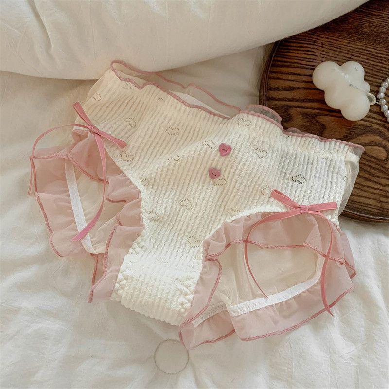 

Японские милые треугольные трусики для девочек, сетчатое ветровое нижнее белье, удобное и дышащее, из чистого хлопка, нижнее белье для женщин XL