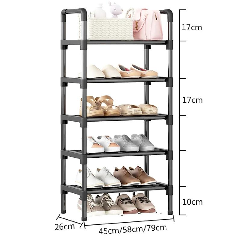 Black Elevated Shoe Rack Small  Simple Multi-layer Shoe Cabinet Home Entrance Rental Housing Dormitory Storage Rack