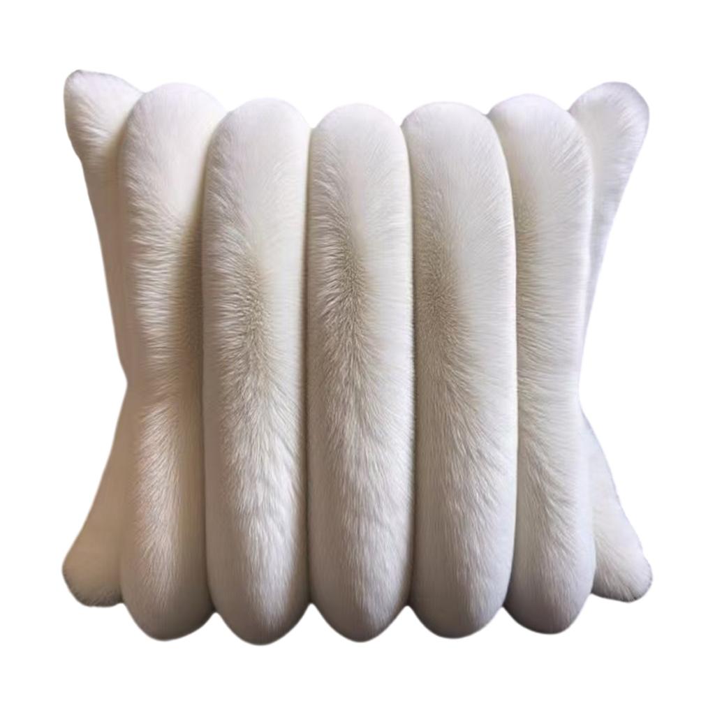 Ultra Soft Rabbit Faux Fur Pillow Cover With 3D Wide Stripe Design For Living Room Bedroom Decor