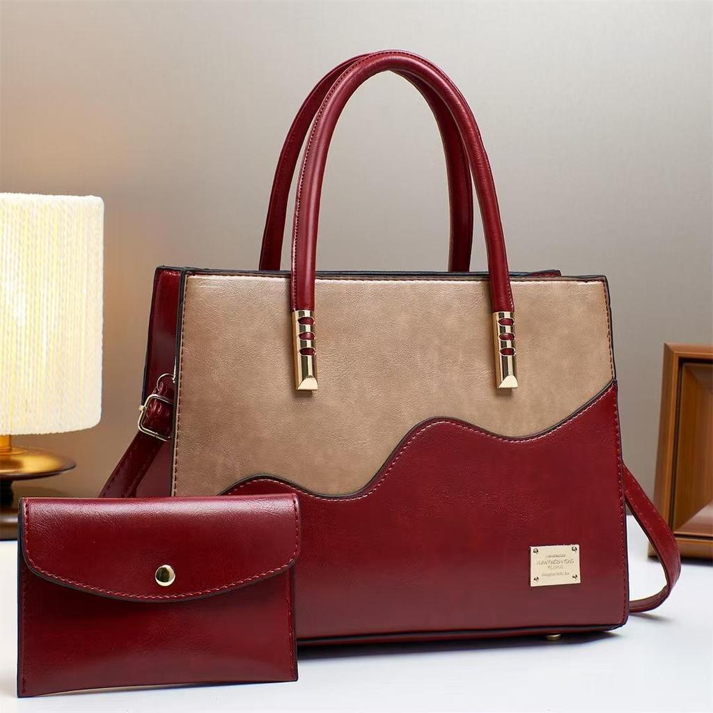 2025 Spring/Summer Women's Large Capacity Color Block Tote Handbag