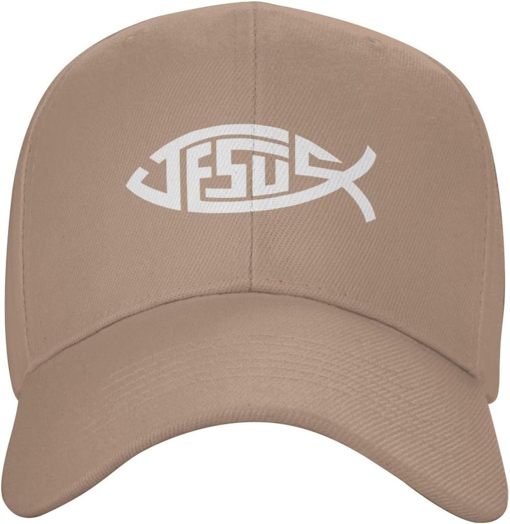 Jesus Fish Icthys Christian Print Baseball Cap Casual Adult Unisex Cotton Adjustable Sports Hat