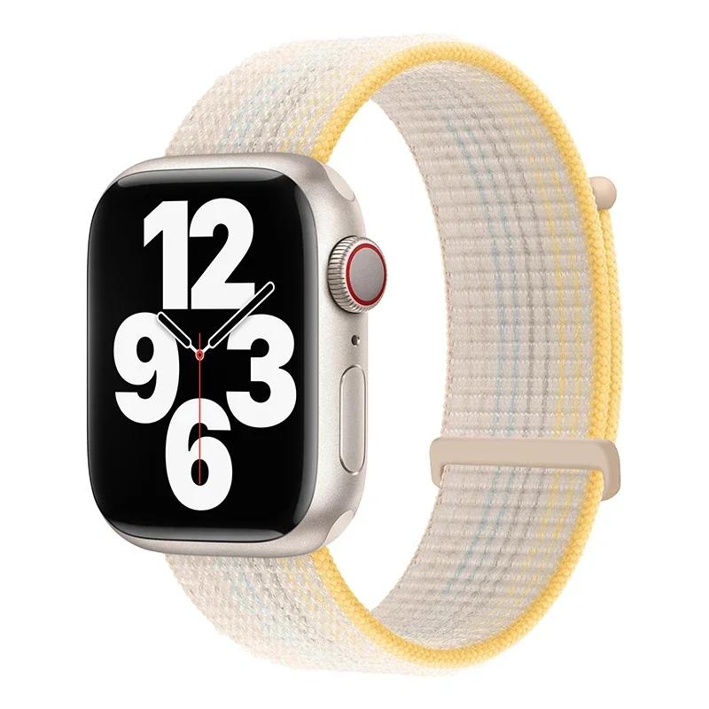 Laço de Nylon para Pulseira Apple Watch 46mm 45mm 44mm 49mm 46mm 40mm 41mm 38mm 42mm Correa Pulseira iWatch Série 6 Se 7 8 9 10 11 ultra1/2/3 pulseira