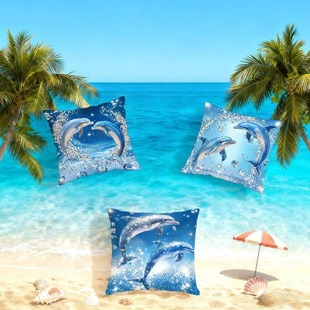 Fantasy Summer Ocean Dolphin cushion cover Home Bedding Sofa living Room pillowcase Simple Soft Skin Cushion Cover Party Gift