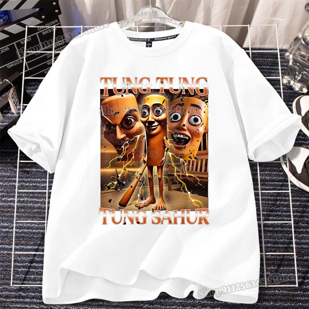 Italian Brainrot T-shirt for Children Clothing White Tops Kids Summer Short Sleeve Tees Cotton Boys Girls Outfits Tungtung Sahur