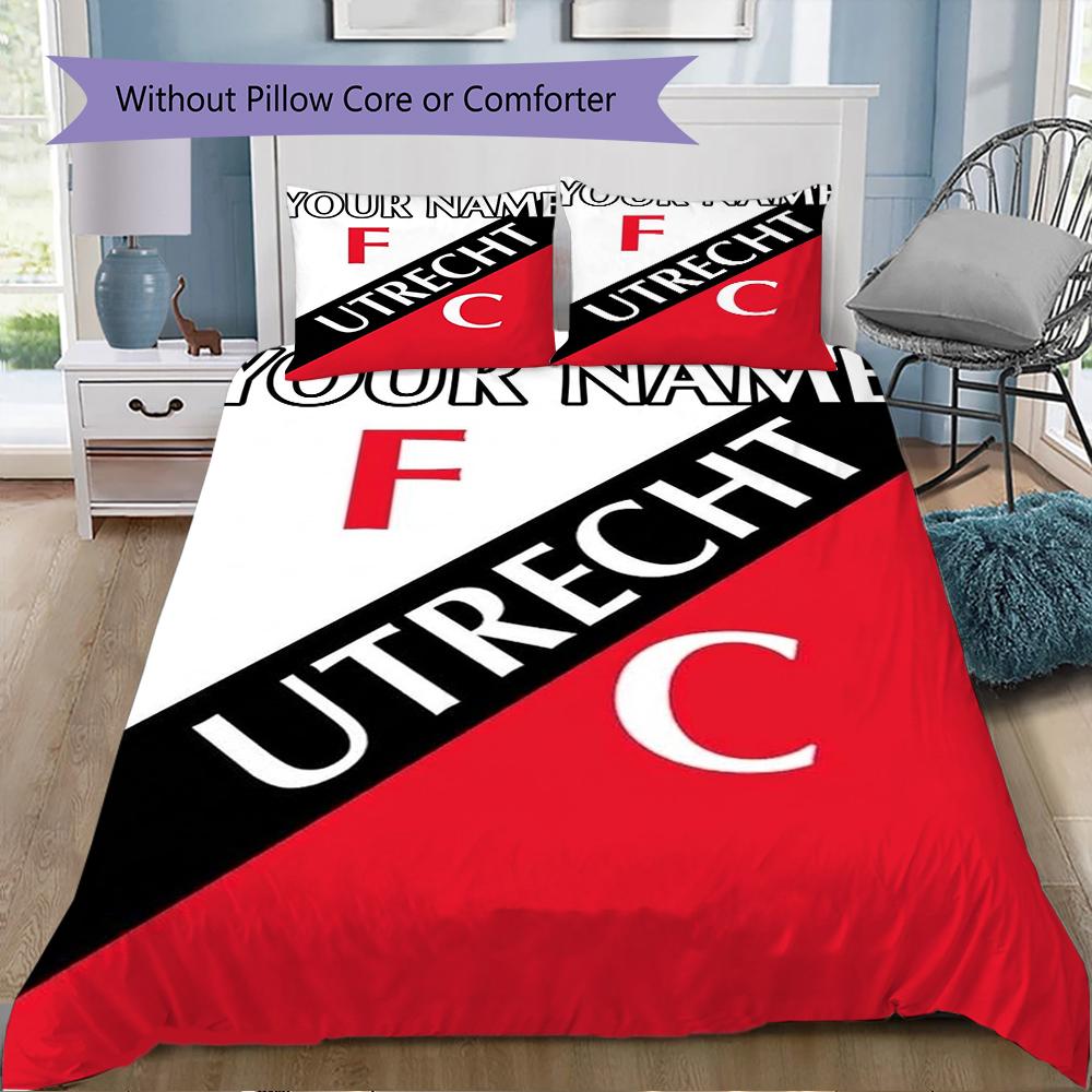 Custom Name FC Utrecht Pattern Bedding uilt Set uilt Cover Pillowcase Home Decoration Birthday Gift (1*duvet cover+2*pillowcase without core)