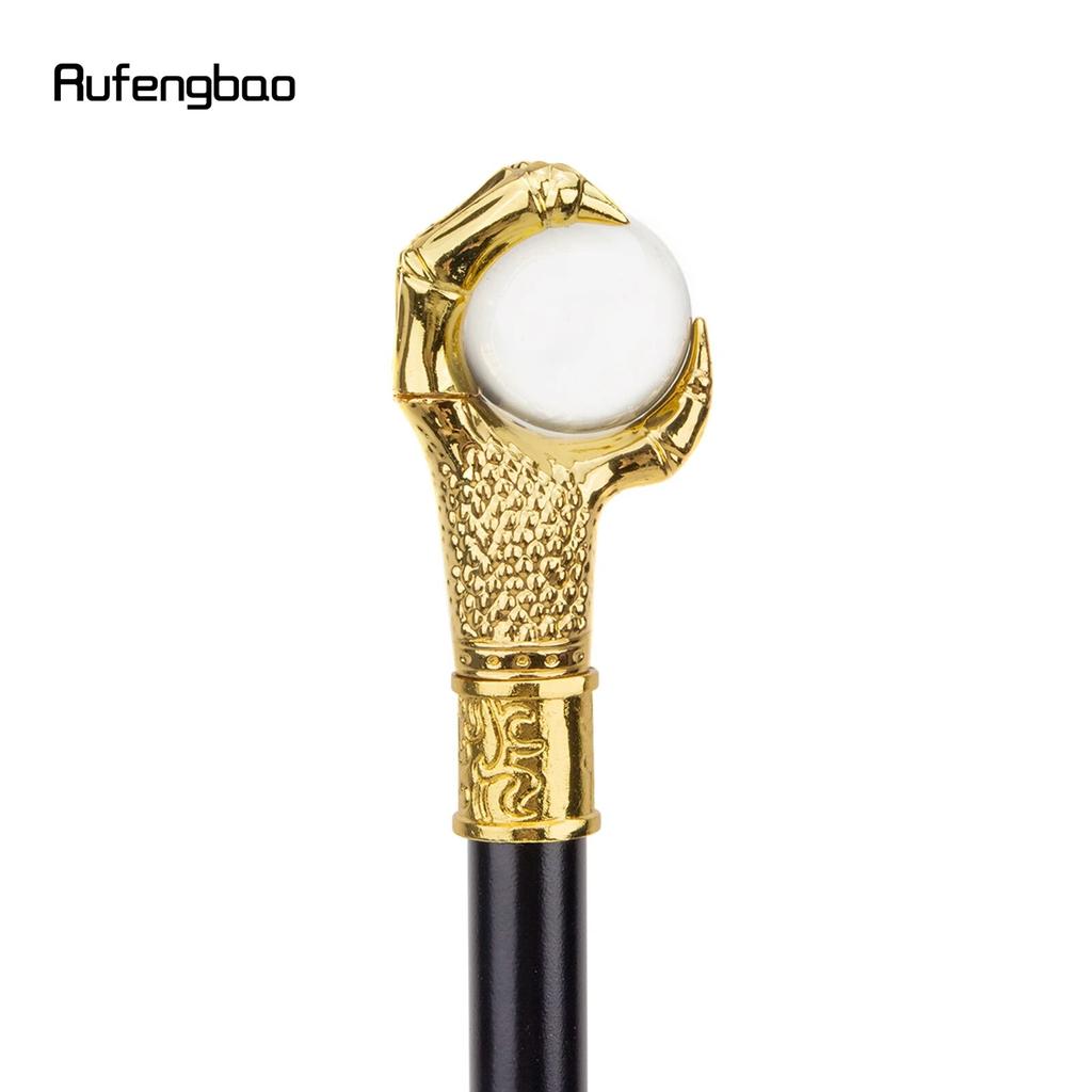 Goldener Drachenklaue-Griff, Glaskugel-Gehstock, modischer dekorativer Gehstock, Gentleman, eleganter Cosplay-Knopf, Crosier, 93 cm